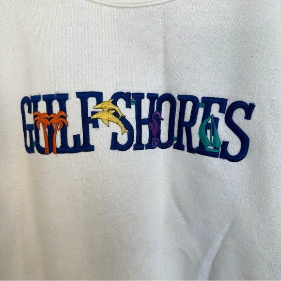Vintage 90s Jerzees Gulf Shores Crewneck Sweatshirt Unisex Large Made in USA - Picture 4 of 14